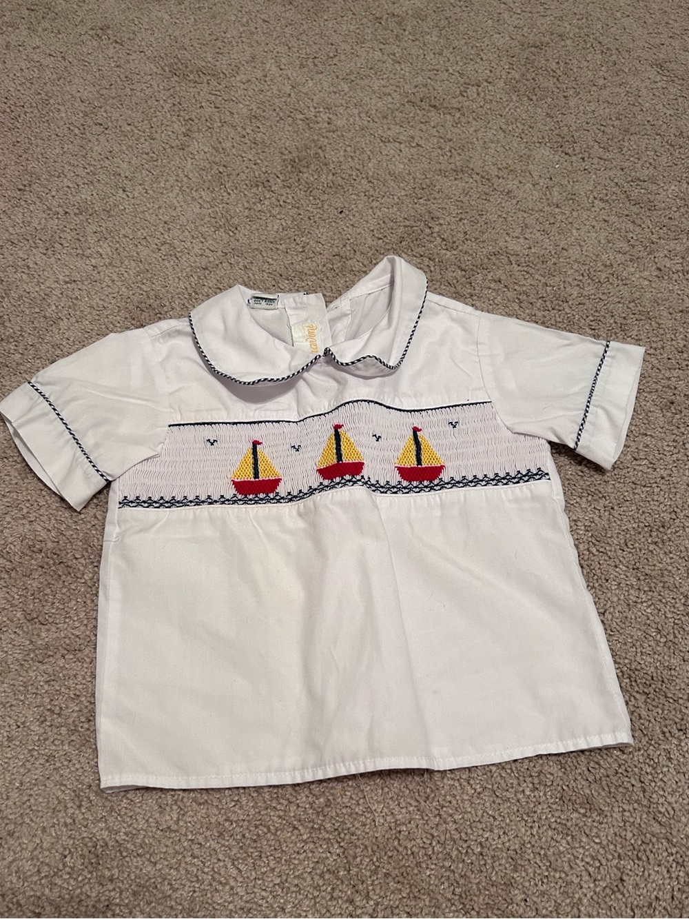Smocked Boys Short Sleeve Sailboat Top